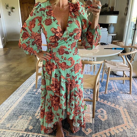 ROVER FLORAL HIGH LOW RUFFLE MAXI DRESS NWOT - Picture 7 of 7